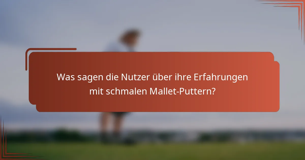 Was sagen die Nutzer über ihre Erfahrungen mit schmalen Mallet-Puttern?