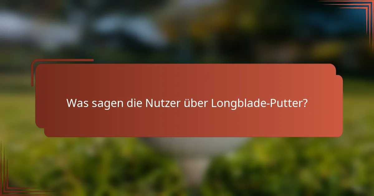 Was sagen die Nutzer über Longblade-Putter?