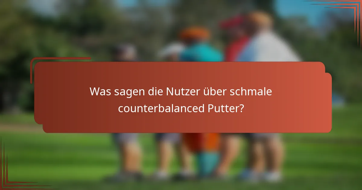 Was sagen die Nutzer über schmale counterbalanced Putter?