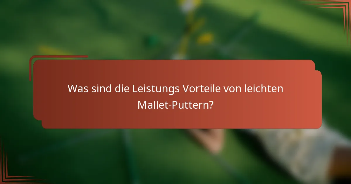 Was sind die Leistungs Vorteile von leichten Mallet-Puttern?