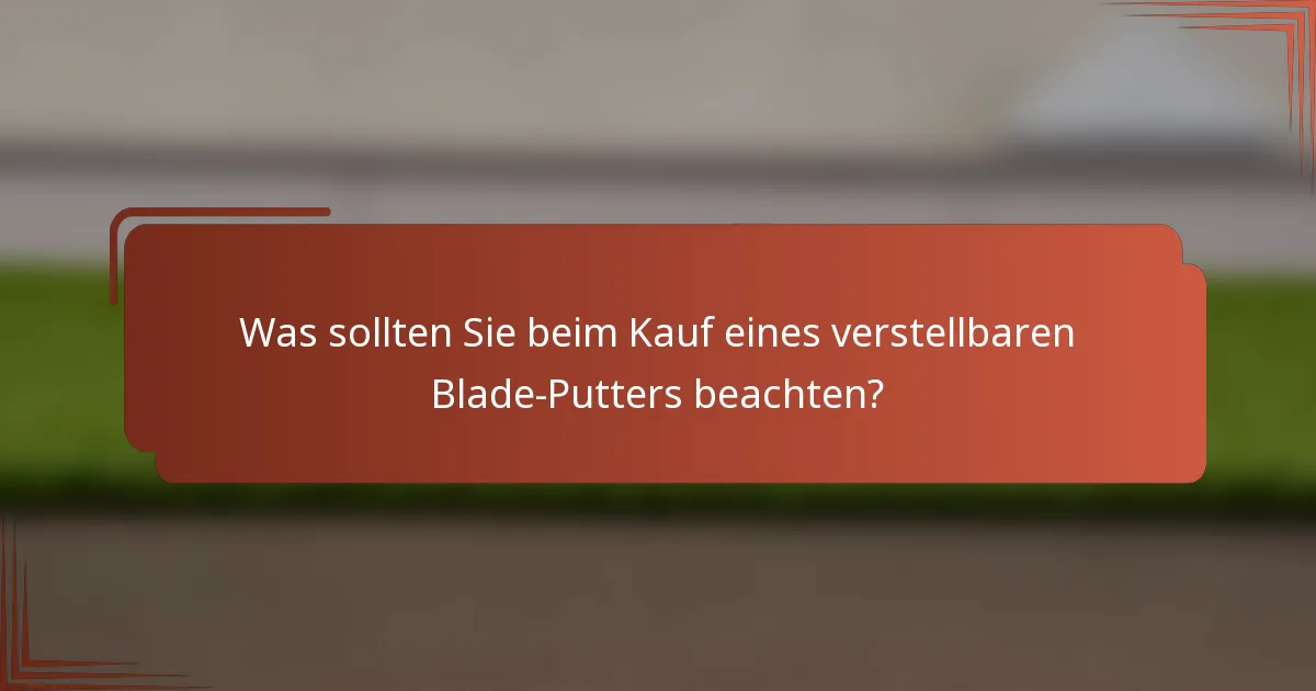 Was sollten Sie beim Kauf eines verstellbaren Blade-Putters beachten?