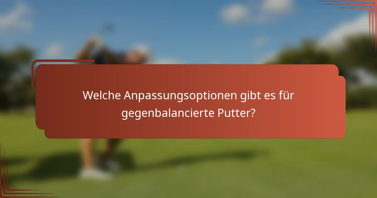 Welche Anpassungsoptionen gibt es für gegenbalancierte Putter?
