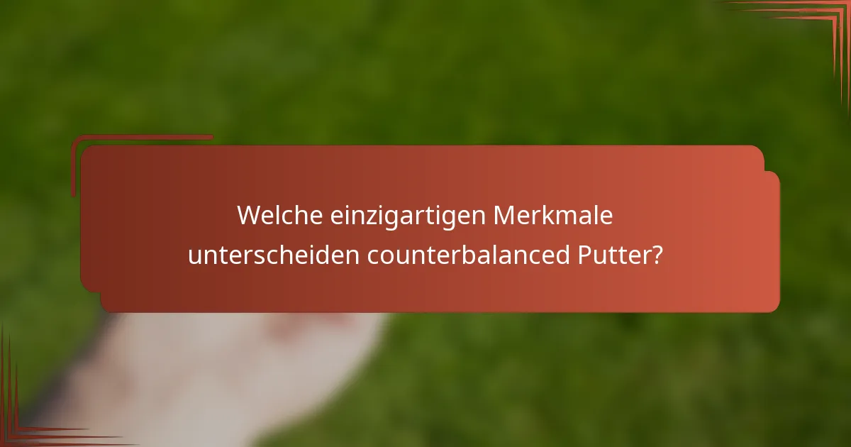 Welche einzigartigen Merkmale unterscheiden counterbalanced Putter?