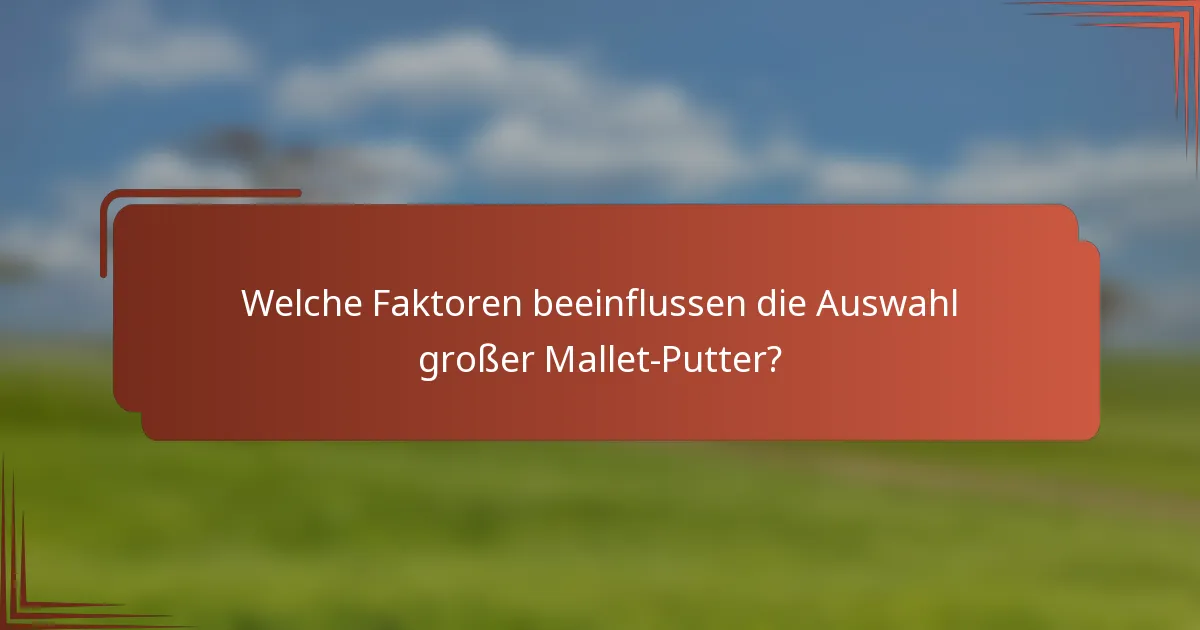 Welche Faktoren beeinflussen die Auswahl großer Mallet-Putter?
