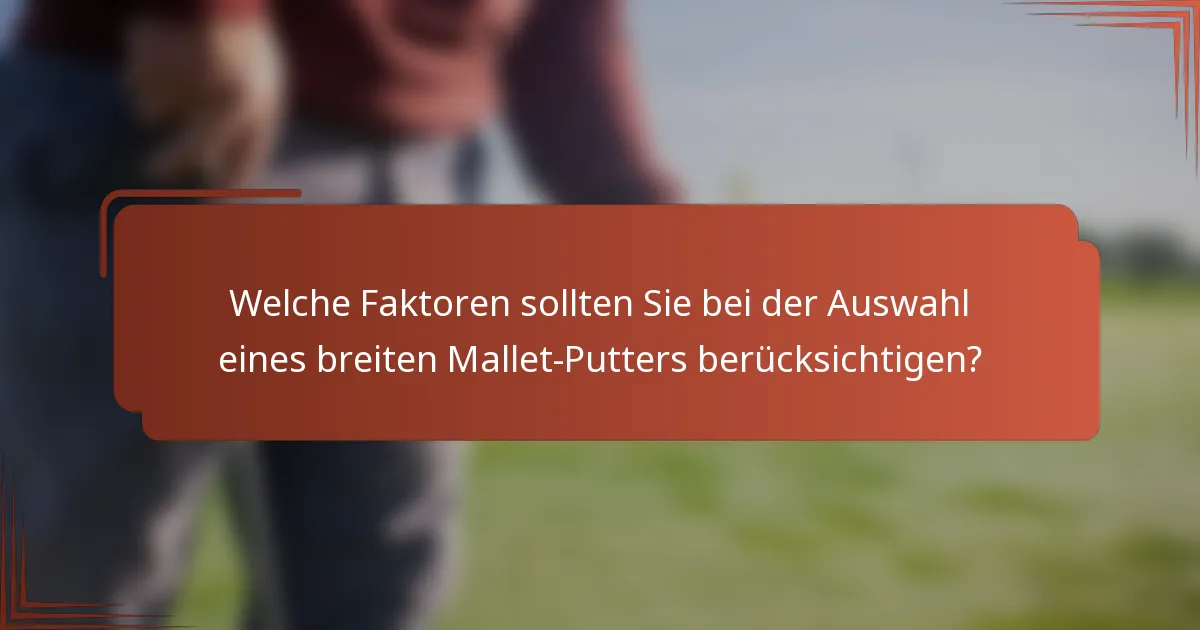 Welche Faktoren sollten Sie bei der Auswahl eines breiten Mallet-Putters berücksichtigen?