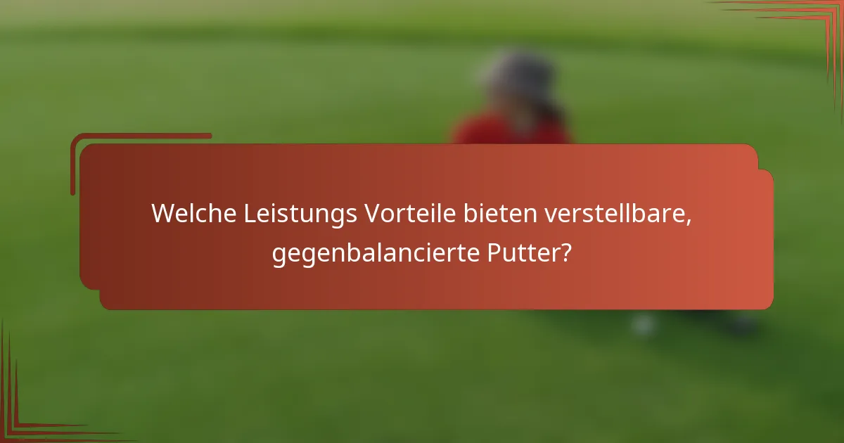 Welche Leistungs Vorteile bieten verstellbare, gegenbalancierte Putter?