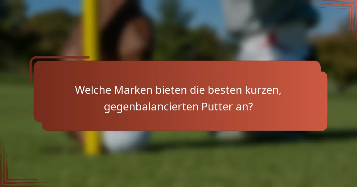 Welche Marken bieten die besten kurzen, gegenbalancierten Putter an?