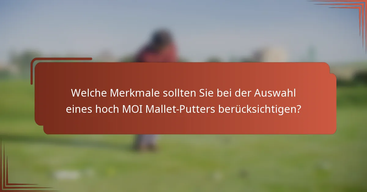 Welche Merkmale sollten Sie bei der Auswahl eines hoch MOI Mallet-Putters berücksichtigen?