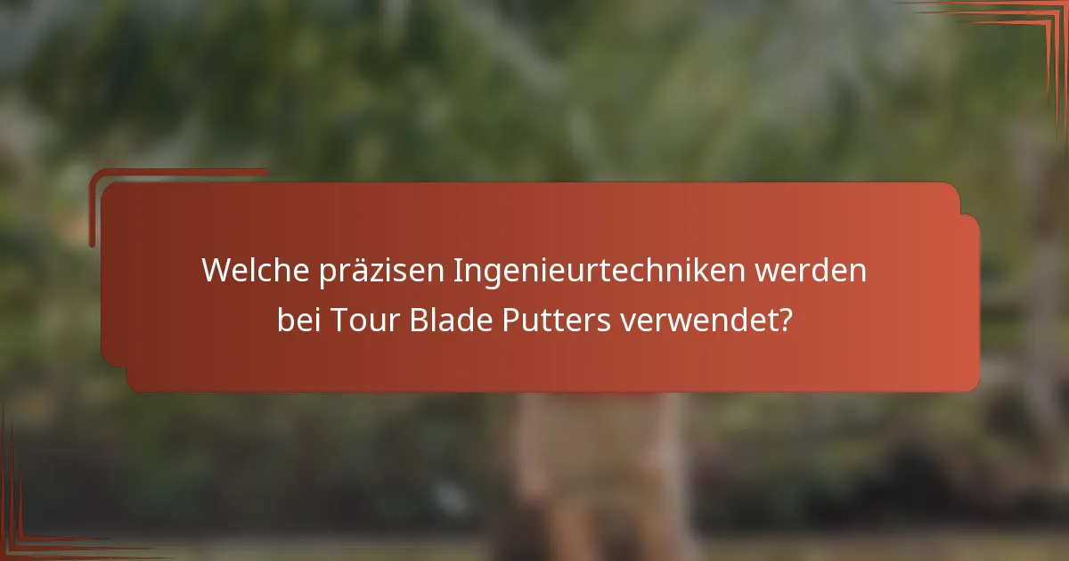Welche präzisen Ingenieurtechniken werden bei Tour Blade Putters verwendet?