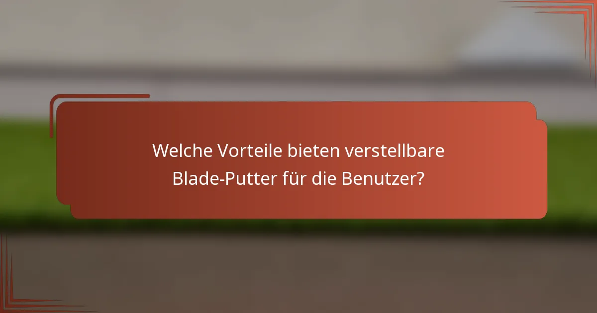 Welche Vorteile bieten verstellbare Blade-Putter für die Benutzer?
