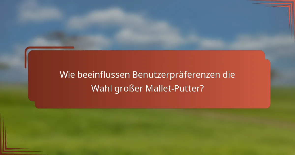 Wie beeinflussen Benutzerpräferenzen die Wahl großer Mallet-Putter?