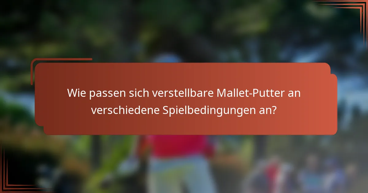 Wie passen sich verstellbare Mallet-Putter an verschiedene Spielbedingungen an?