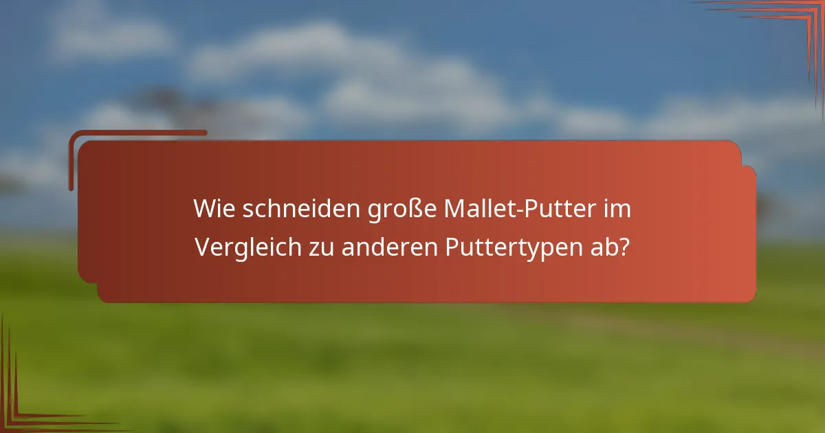 Wie schneiden große Mallet-Putter im Vergleich zu anderen Puttertypen ab?
