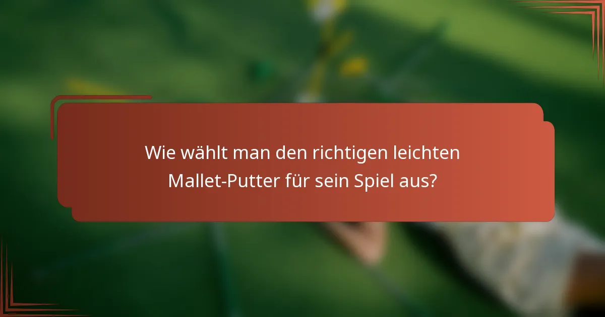 Wie wählt man den richtigen leichten Mallet-Putter für sein Spiel aus?