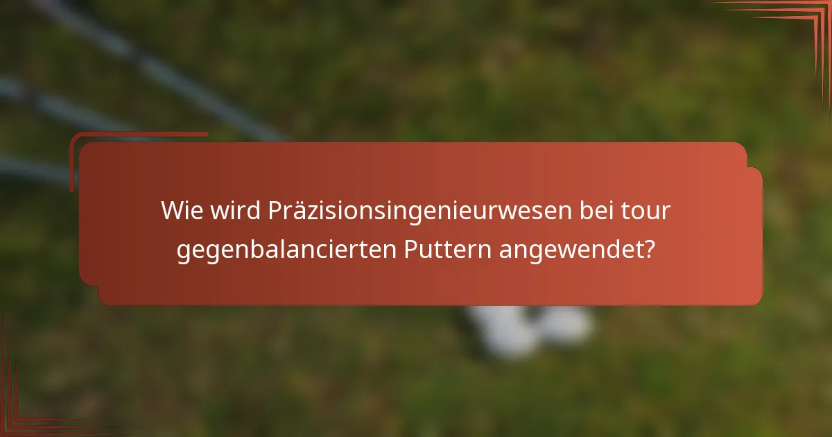 Wie wird Präzisionsingenieurwesen bei tour gegenbalancierten Puttern angewendet?